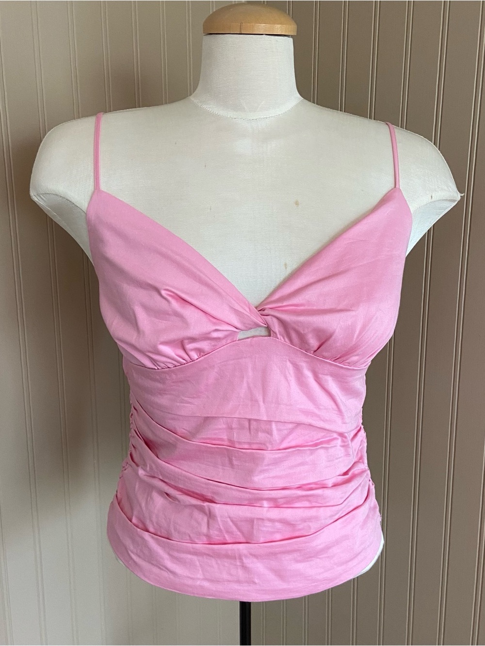 Dynamite Poplin Camie With Twisted Front & Ruched Detail Bubblegum Pink Size Med